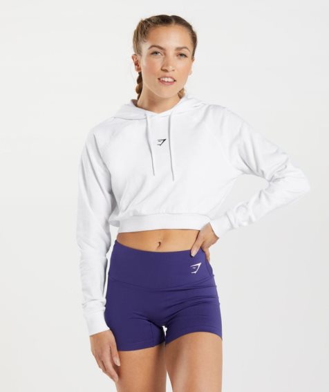 Women's Gymshark Training Cropped Hoodie White | CA A5DN63